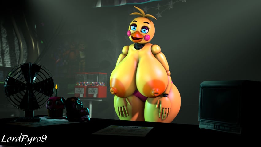 1girls 3d 3d_(artwork) anthro areola areolae beak big_breasts breasts female female_only five_nights_at_freddy's five_nights_at_freddy's_2 huge_breasts large_breasts leaning_forward lordpyro9 nipples solo solo_anthro solo_female toy_chica_(fnaf)