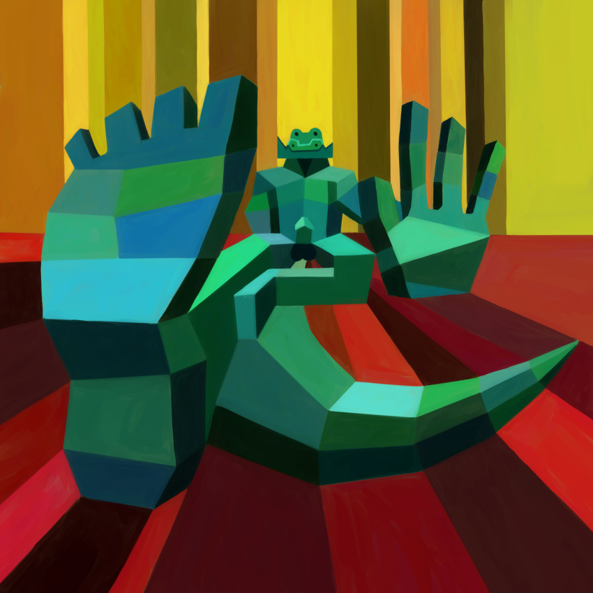 abstract absurd_res alligator alligatorid anthro cagorical crocodilian feet geometric hi_res male male/male minimalism no_outlines reptile scalie solo