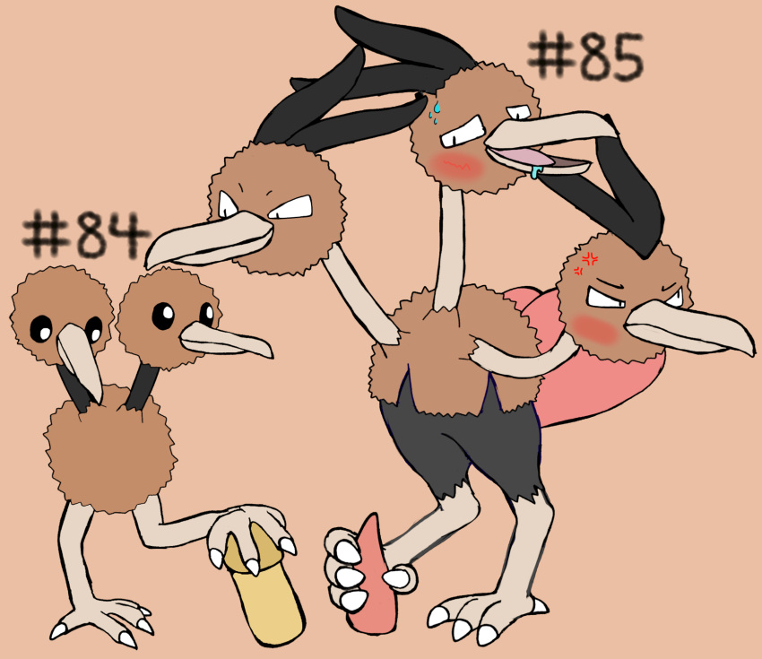 3_toes 4_toes beak digital_media_(artwork) dodrio doduo feet female feral foot_fetish foot_play footjob generation_1_pokemon genitals hashtag hi_res id_number male male/female male/male nintendo number open_mouth pokemon pokemon_(species) secretsableye sex simple_background tail text toes