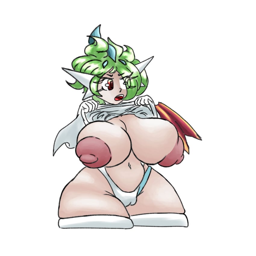 1girls 2022 annoyed big_breasts big_nipples breasts_bigger_than_head breasts_out female female_only flashing_breasts fusion gardevoir green_hair no_background no_bra pokemon pokemon_(species) red_eyes tagme thetis_(artist) twitter wally_(pokemon) white_background