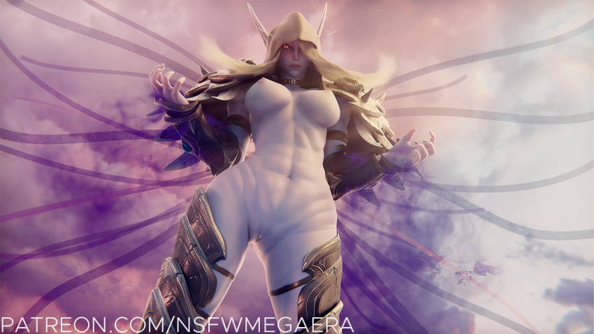 1girls 3d 3d_(artwork) areola areolae blizzard_entertainment blonde blonde_female blonde_hair breasts elf eye_contact eyebrows female female_focus female_only heroes_of_the_storm high_elf large_breasts long_hair looking_at_viewer navel nipples nsfwmegaera nude nude_female pov pov_eye_contact purple_skin pussy shaved_crotch shaved_pussy solo solo_female solo_focus sylvanas_windrunner vagina world_of_warcraft wow yellow_eyes