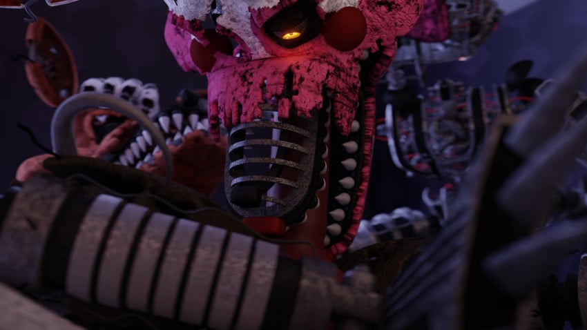 animatronic bed bedroom canid canine duo fellatio female five_nights_at_freddy's five_nights_at_freddy's_2 five_nights_at_freddy's_4 fox foxy_(fnaf) furniture genitals hi_res humanoid lying machine male male/female mammal mangle_(fnaf) mangled_mangle_(fnaf) nightmare_foxy nightmare_mangle oral penile penis pink_body pirate red_eyes robot scottgames sex white_body yellow_eyes