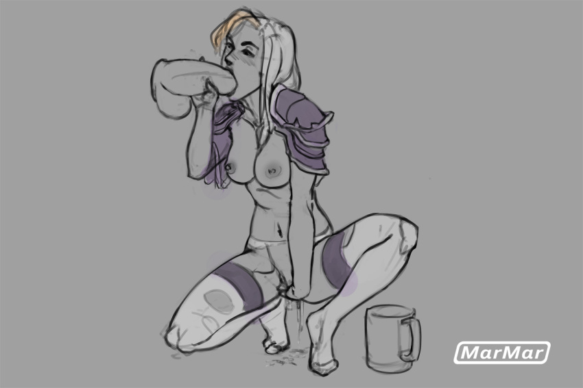 blizzard_entertainment blowjob fellatio fingering fingering_self human human_(world_of_warcraft) jaina_proudmoore marmar masturbating_during_fellatio masturbation ripped_stockings sketch stockings warcraft wet_pussy world_of_warcraft