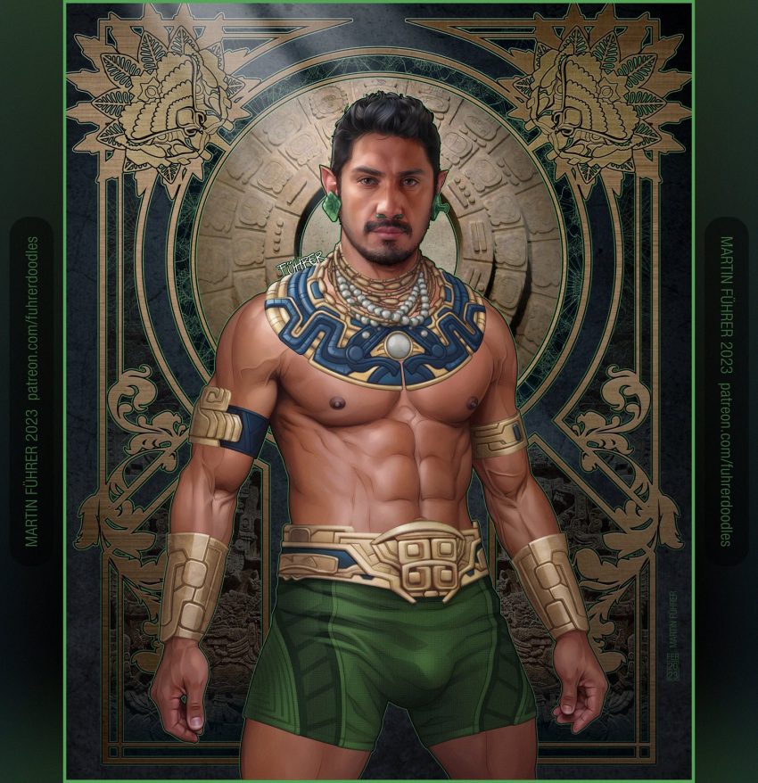 abs actor bulge celebrity fuhrerdoodles hispanic hispanic_male in_character latino looking_at_viewer male male_only marvel marvel_cinematic_universe melanin muscles muscular muscular_male namor native_american_male pecs smooth_chest smooth_skin tenoch_huerta