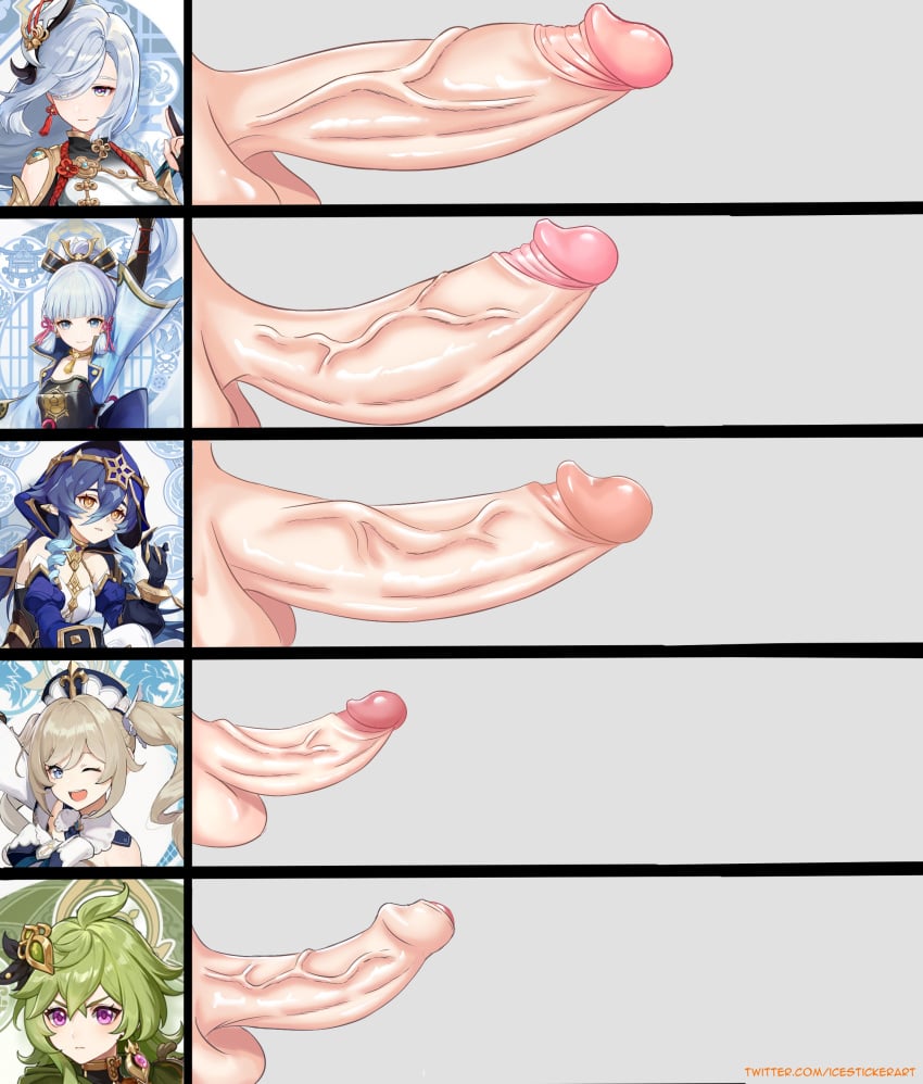 barbara_(genshin_impact) collei_(genshin_impact) collie dick_chart futanari genshin_impact icesticker kamisato_ayaka layla_(genshin_impact) nun penis_chart penis_size_chart penis_size_comparison penis_size_difference shenhe_(genshin_impact)