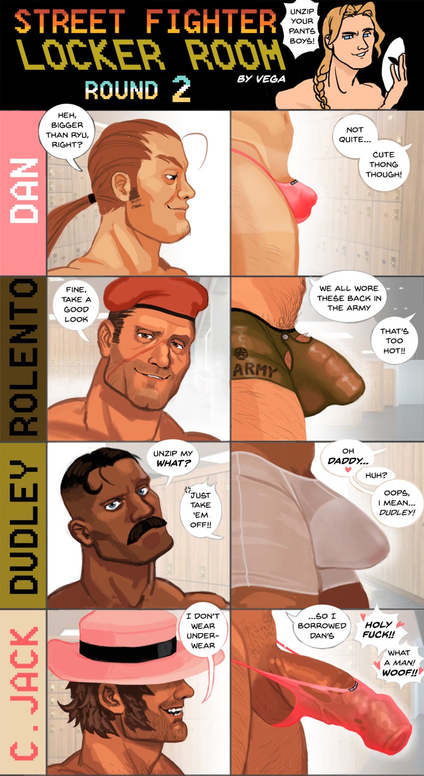 balls bara boner bulge capcom cracker_jack dan_hibiki dudley erection facial_hair g-string hudsona male male_only moustache multiple_males muscles muscular penis penis_size_difference rolento street_fighter street_fighter_alpha street_fighter_alpha_2 street_fighter_alpha_3 street_fighter_iii street_fighter_iii:_3rd_strike street_fighter_iii_(series) street_fighter_iv street_fighter_iv_(series) thong underwear vega_(street_fighter)