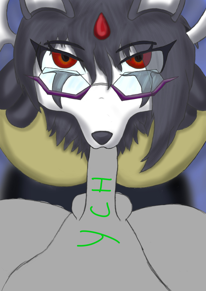 absol absurd_res amaya_nizui anon anthro clothed clothing depth_of_field duo eyewear female generation_3_pokemon generation_4_pokemon glasses hi_res hybrid_pokemon looking_at_viewer looking_up lucario male male/female nintendo oral oral_penetration penetration pokemon pokemon_(species) pokephilia red_eyes simple_background zero3delta