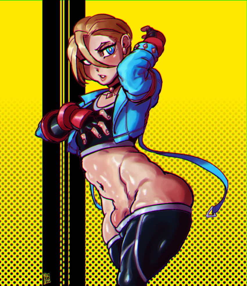 1futa 2023 big_ass blonde_hair bulge cammy_white clothed clothing dick_root futa_only futanari girly gynomorph human karnos light_skin mostly_clothed navel pants_down penis_base penis_peek short_hair solo standing street_fighter street_fighter_6 thick_thighs wide_hips