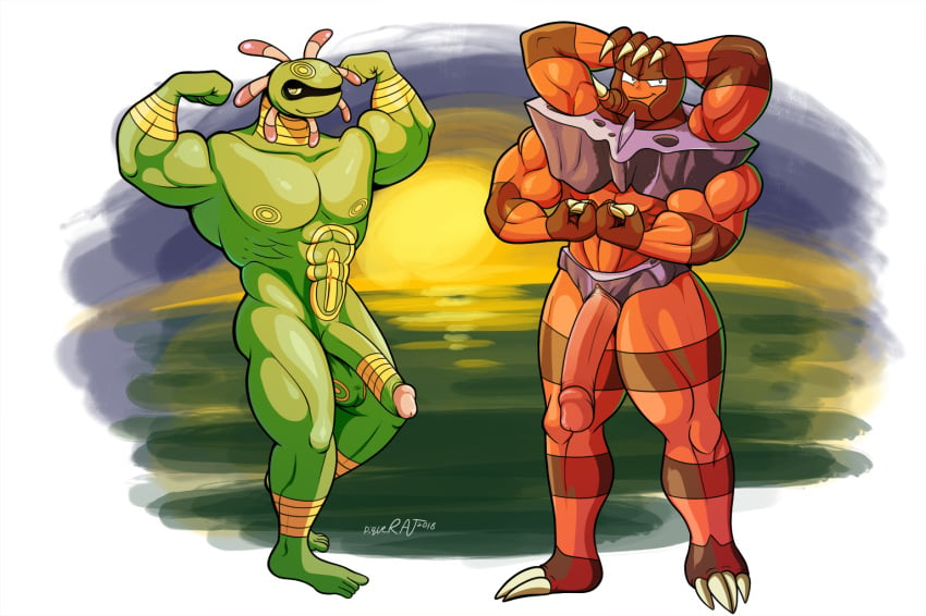 2018 anthro bara barbaracle cradily flexing humanoid_penis male male_only muscular nintendo penis pokémon_(species) pokemon pokemon_rse pokemon_xy smutty-smeargle the_daytona_pro video_games