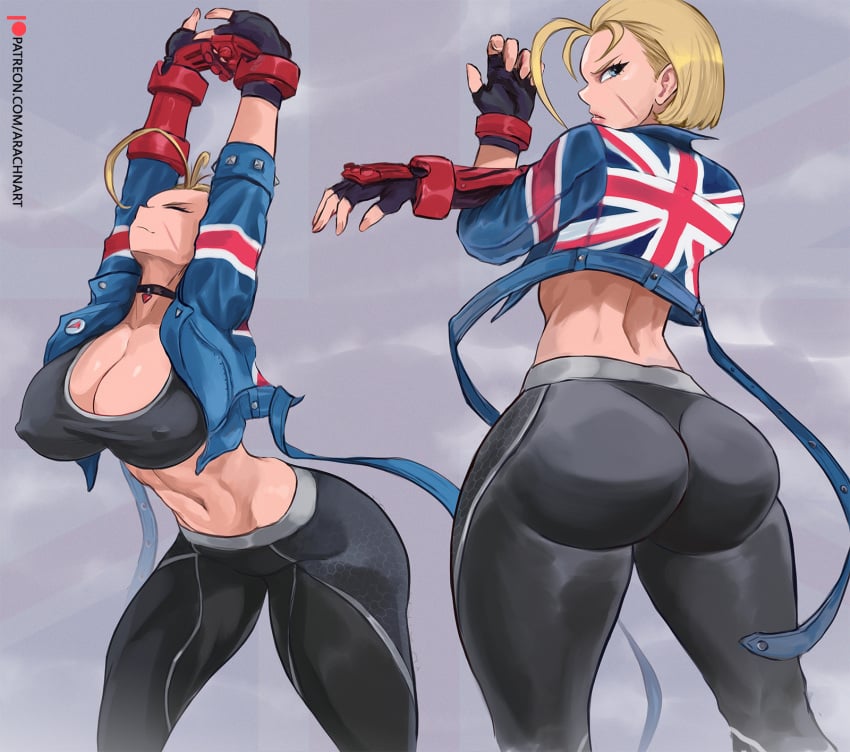 1girls arachnart ass blonde_hair blue_eyes breasts cammy_stretch cammy_white capcom cropped_jacket dat_ass female female_only fully_clothed huge_ass huge_breasts light-skinned_female light_skin short_hair solo sports_bra street_fighter street_fighter_6 thick_thighs union_jack wide_hips