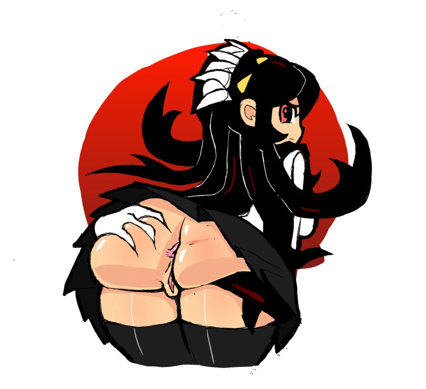 anus ass_grab eks-out embarrassed fat_ass filia_(skullgirls) fondling groping huge_ass pussy samson_(skullgirls) skirt skullgirls thighhighs upskirt