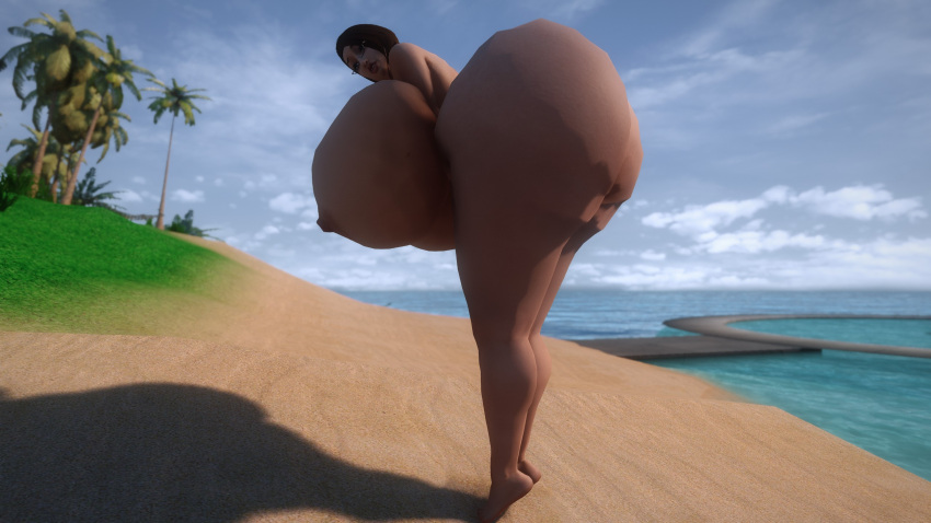 3d alternate_breast_size beach bent_over bethesda_softworks curvy_figure fat_ass glasses huge_breasts hyper hyper_ass hyper_breasts large_breasts makad321 skyrim the_elder_scrolls thick_ass thick_legs thick_thighs