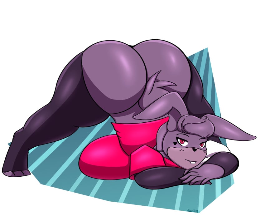 1girl 1girls 2020s 2024 2d 2d_(artwork) 3_toes 5_fingers anthro anthro_focus anthro_only arms_crossed ass big_ass big_breasts black_thighhighs bonnie_(fnaf) breasts bubble_butt bunny bunny_ears bunny_girl bunny_tail ch0c0novawaffle dat_ass fanmade_design female female_focus female_only five_nights_at_freddy's five_nights_at_freddy's:_security_breach freckles fur furry furry_only glamrock_bonnie_(fnaf) hair head_down_ass_up hi_res highres hips huge_ass jack-o_pose jacket large_ass purple_fur red_eyes red_shirt round_ass smile smiling smiling_at_viewer solo solo_female solo_focus thighhighs wide_hips