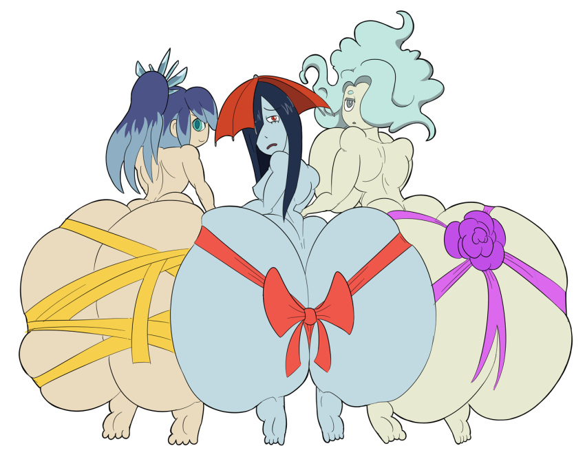 3girls ame-onna ass ass_bigger_than_head backboob big_ass big_breasts blizzaria blue_body bow_ribbon drizzelda enraenra feet female female_only fubuki-hime huge_ass huge_breasts hyper hyper_ass hyper_hourglass large_ass level-5 looking_at_viewer looking_back multiple_girls naked nude presenting_hindquarters ribbon ribboned_body smogmella tasteofchoklit yo-kai_watch youkai youkai_watch yōkai