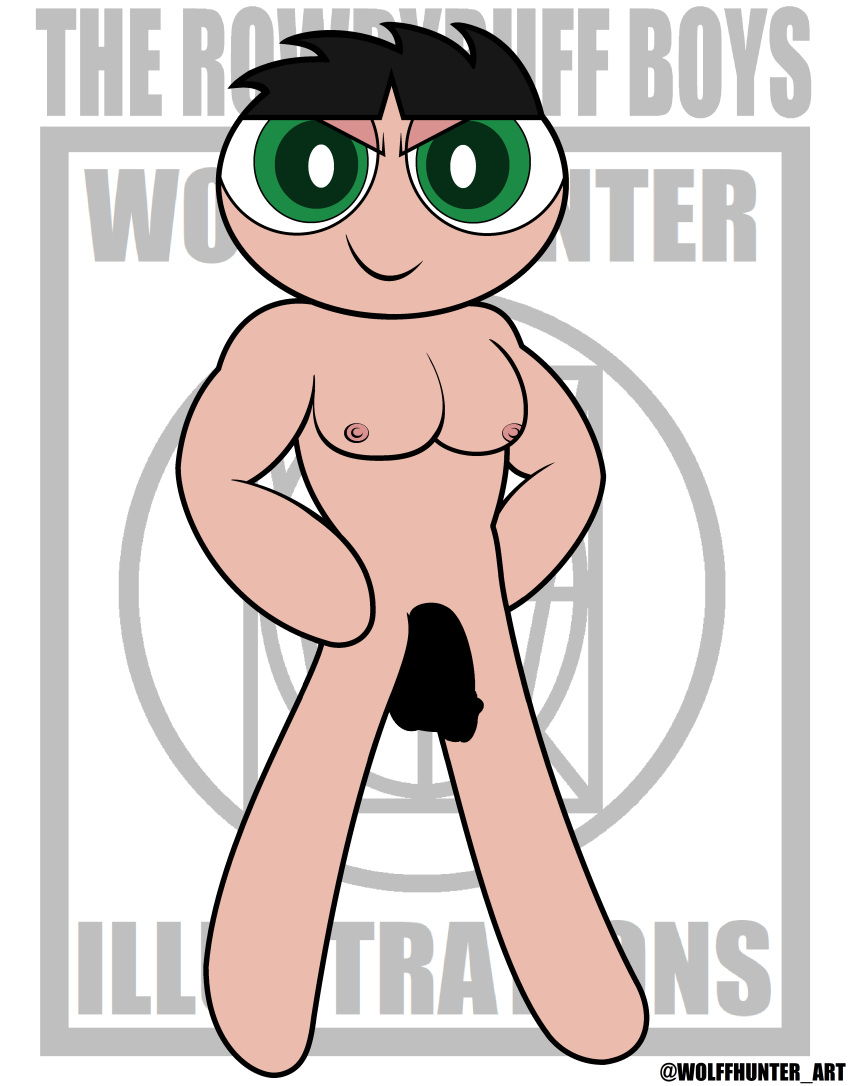 butch_(powerpuff_girls) cartoon_network cartoony censored_penis erection male male_nipples male_only male_pubic_hair masculine mature_male muscles muscular_male pecs powerpuff_girls rowdyruff_boys smile smiling smooth_skinned_male solo veiny_penis white_background wolffhunter_art