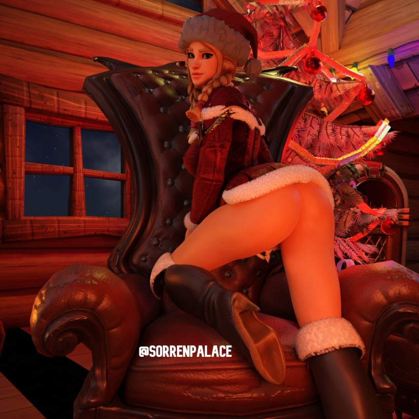 3d ass big_ass blender christmas christmas_outfit female female_only fortnite fortnite:_battle_royale heidi_(fortnite) looking_at_viewer sorrenpalace teasing_viewer watermark winterfest