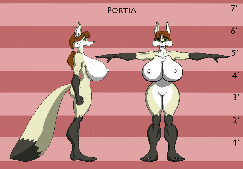 1girls big_ass big_breasts big_butt female fox fox_humanoid front_view furry huge_ass huge_breasts humanoid nude nude_female portia portia_(artist) portia_(character) side_view