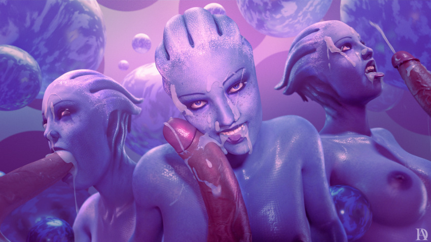 1boy 1girls 3d alien asari blender_(software) blender_cycles blowjob_face cock_worship cum cum_drip cum_everywhere cum_on_face dreamartificer facial fanart female liara_t'soni licking looking_at_viewer male mass_effect mass_effect_2 mass_effect_3 self_upload study throat_fuck work_in_progress