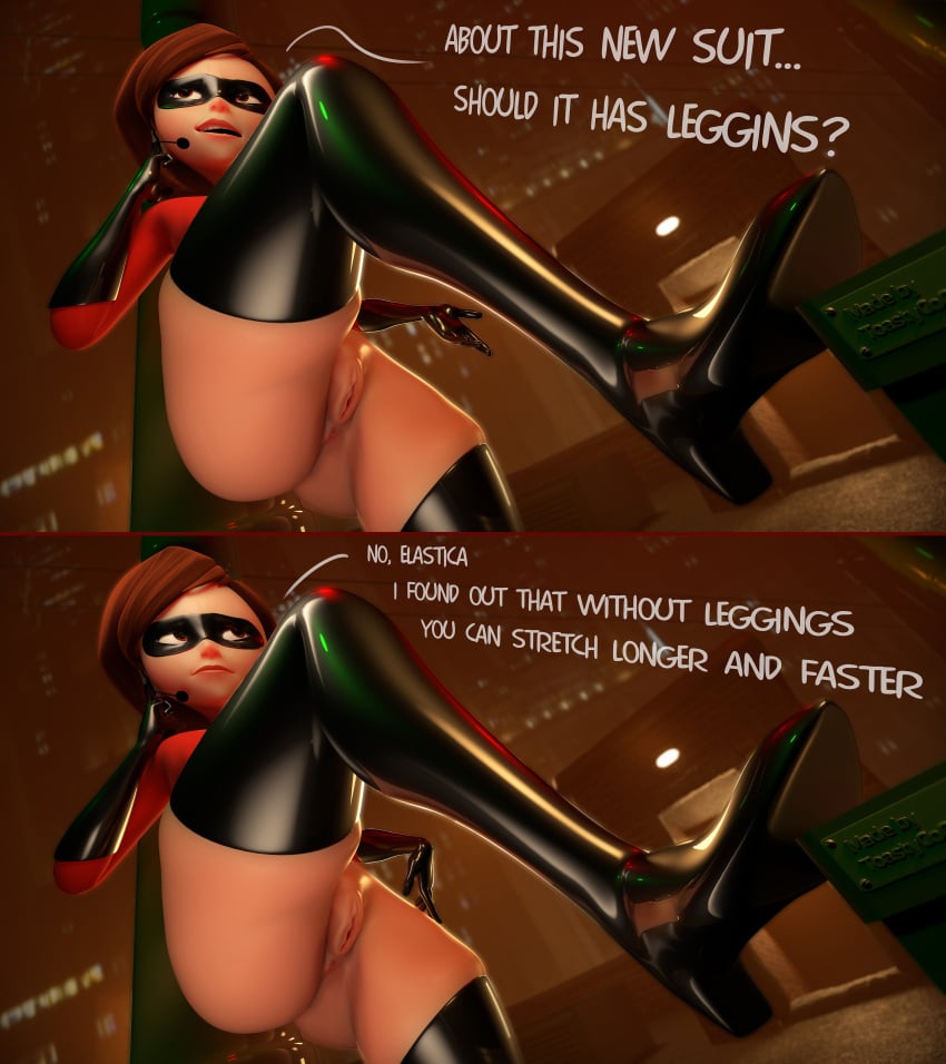 1girls 3d 3d_(artwork) anus ass bad_grammar big_ass big_butt blender brown_eyes brown_hair clothing_aside disney elastigirl engrish female female_only helen_parr partially_clothed pixar pussy smooth_skin solo superheroine tagme the_incredibles through_wall toastycogames