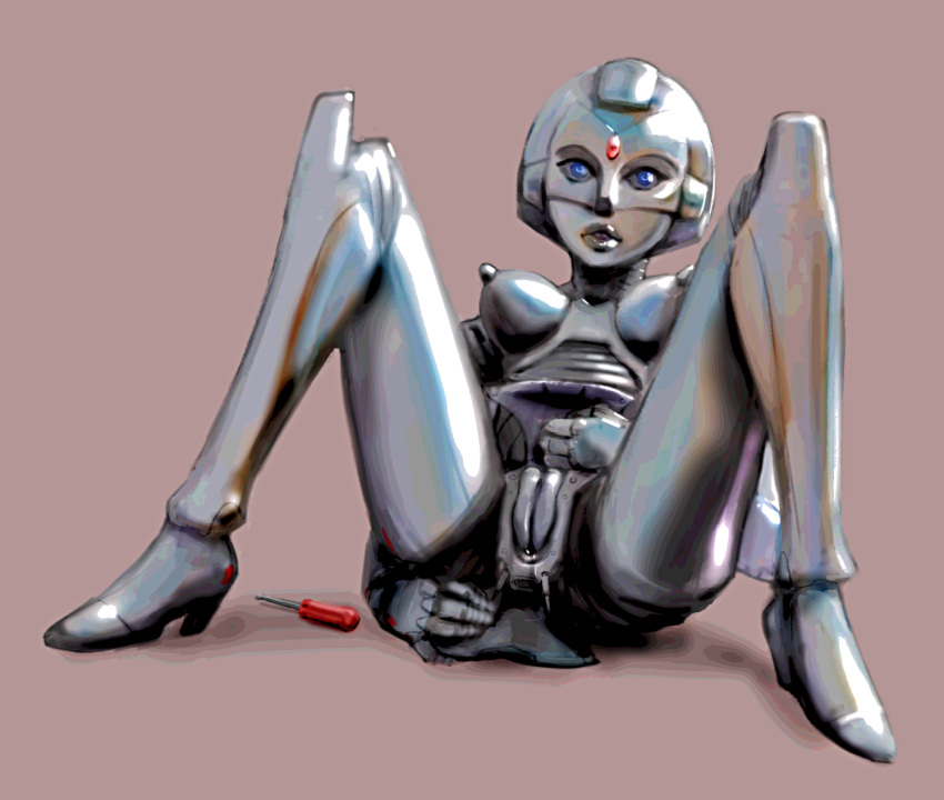 1girls beverly_hills_teens breasts character_request drawthread_request metallic_body nipples pussy redlever robot robot_breasts robot_girl robot_nipples robot_pussy screwdriver serial_port shiny solo solo_female spread_legs spreading