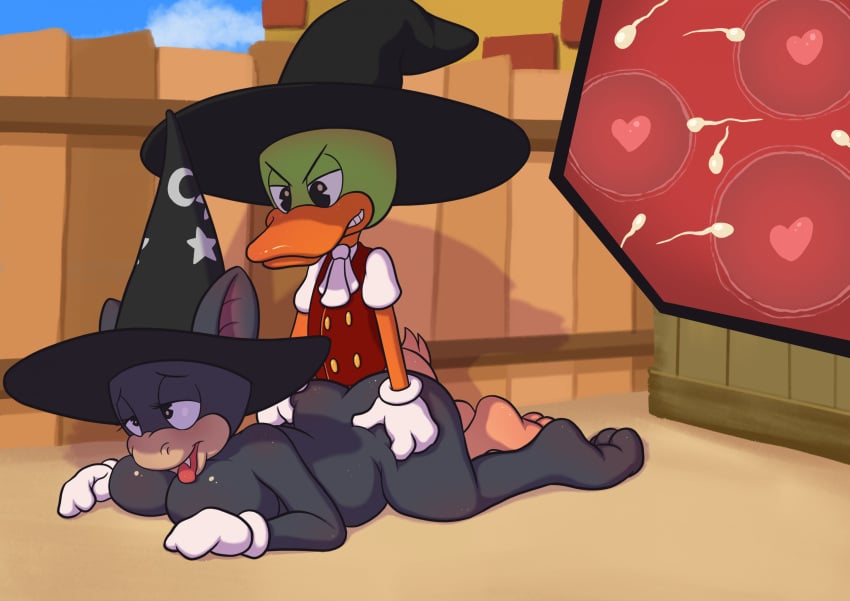 bat black_fur breasts cum duck elphabat green_fur halloween minum sex toontown_bat toontown_corporate_clash toontown_duck toontown_online toontown_rewritten toony witch