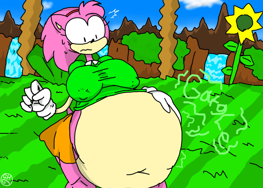 amy_rose belly_bulge belly_squish blush classic_amy_rose digestion digestion_noises fat fat_ass fatal_vore ghg121 giant_belly giant_breasts huge_ass huge_belly sonic_(series) sonic_the_hedgehog_(series) squished_breasts thick_ass thick_thighs vore vore_belly what