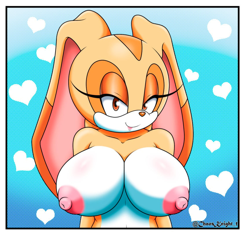 big_breasts brown_eyes busty chaosknight_1 cream_the_rabbit large_breasts looking_at_viewer mammal multicolored_body oppai pink_nipples rabbit seductive_smile sega smiling smiling_at_viewer sonic_(series) sonic_the_hedgehog_(series)