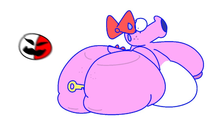 bbw big_ass big_breasts birdetta birdo bow fat fat_ass female funny huge_ass key mario_(series) nintendo phanto pink_skin pipca_(artist) preheatinoven red_bow stuck_in_ass super_mario_bros._2 sweatdrop white_background