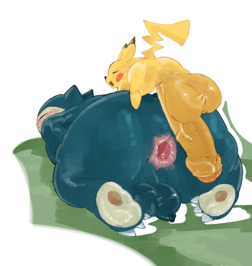 2boys after_anal anthro_on_anthro big_ass big_balls big_butt big_penis blush cock-tail cum deep_penetration doggy_style gay huge_ass huge_cock male male/male male_only on_top overweight_male pikachu pokémon_(species) pokemon pokemon_(species) pokephilia raburesu_ small_but_hung small_dom_big_sub smaller_female snorlax superchub tail yaoi