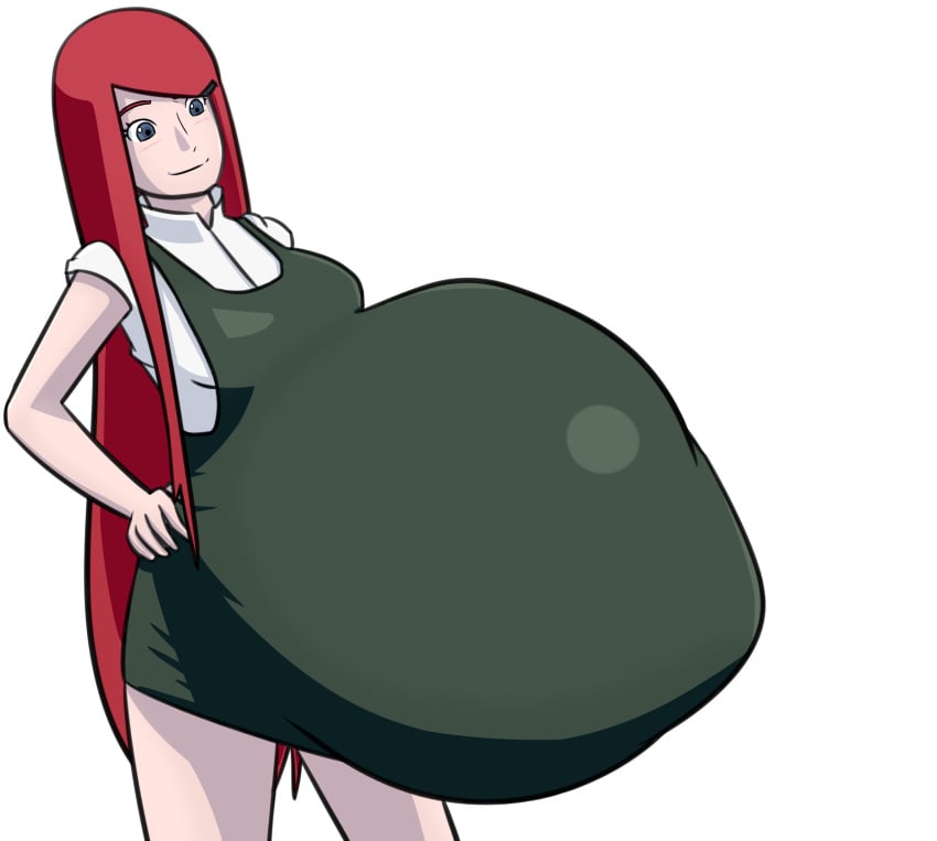 belly big_belly big_breasts breasts clothing dress female female_pred huge_belly large_belly large_breasts malkarmaze mature_female milf mother naruto red_hair same_size_vore uzumaki_kushina vore