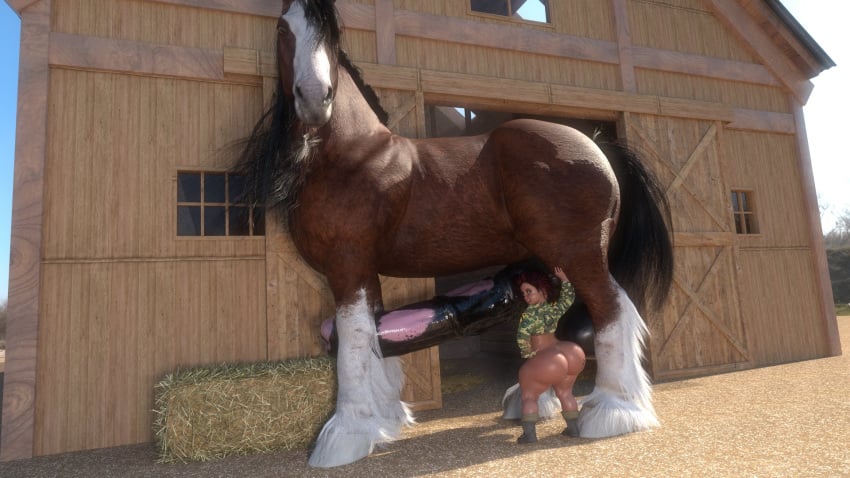 1boy 1girls 3d animal_penis big_balls big_butt big_penis black_hair brequine brown_body equine_penis erect_penis erection feral feral_on_female feral_on_human horse horse_penis horsecock huge_balls huge_cock hyper hyper_balls hyper_penis imminent_sex interspecies inu_(rivaliant) it'll_never_fit large_penis looking_back naked rivaliant size_difference smaller_female stallion thick_thighs wide_hips zoophilia