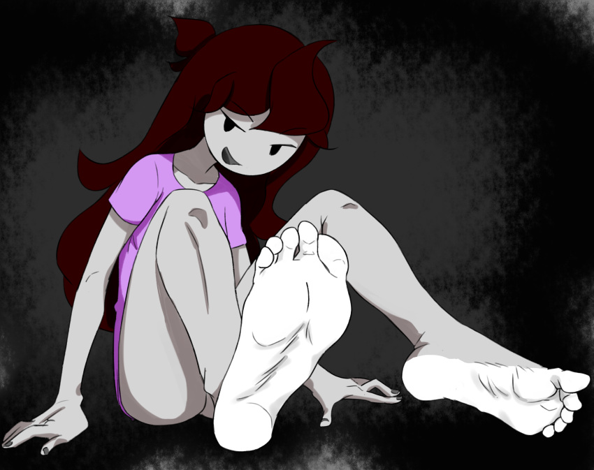 1girls barefoot feet foot_fetish foot_focus jaiden jaiden_animations looking_at_viewer no_panties pov_eye_contact pov_feet smug ssunsalm toes