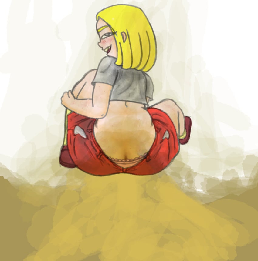 1girls 2020 ass_cleavage ass_freckles blonde_hair butt_crack ed_edd_n_eddy fart female freckles green_fart grey_shirt kneesocks looking_at_viewer looking_back may_kanker mrwastemaster panties pink_panties red_pants solo solo_female yellow_socks