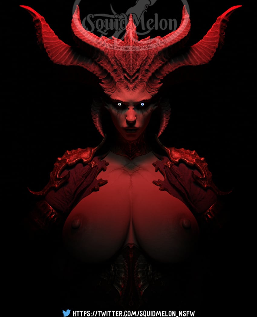 3d big_breasts big_nipples blender blizzard_entertainment breasts breasts_out demon demon_girl demon_horns diablo diablo_4 exposed_breasts female female_focus female_only glowing_eyes heavy_breasts hell heterochromia high_resolution highres horn horns imminent_death large_breasts lilith_(diablo) looking_at_viewer milf mother nipples solo squidmelon stare staring staring_at_viewer succubus succubus_queen wallpaper