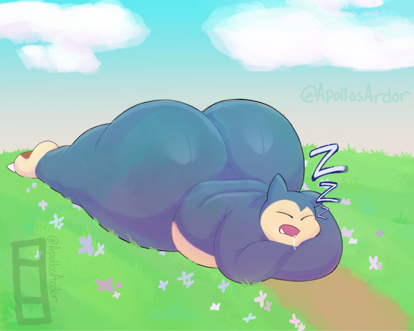 1boy anthro apollosardor ass big_ass big_butt bubble_ass bubble_butt fat_ass large_ass male_only pokémon_(species) pokemon sleeping snorlax solo solo_male