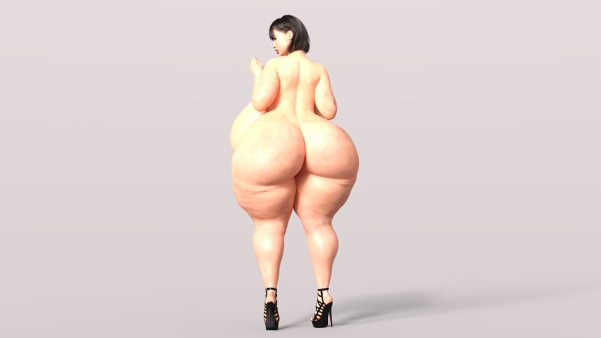 1girls 3d ass ass_focus back_view breasts earrings female female_only footwear_only heels_only hi_res high_heels hoop_earrings huge_ass huge_breasts massive_breasts mature_female milf naked_footwear naked_heels nipples nude nude_female otsdarva otsy standing thick_lips thick_thighs wide_hips