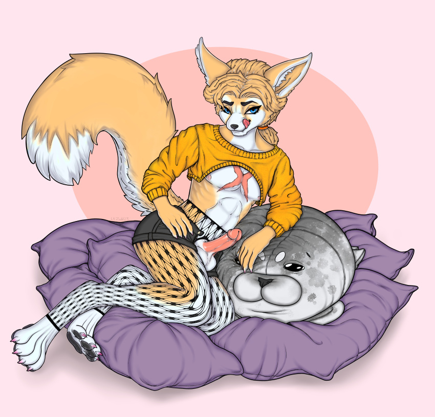 absurd_res anthro canid canine fennec fox girly hi_res invalid_tag ltzodd male male/male mammal shaded soft_shading solo