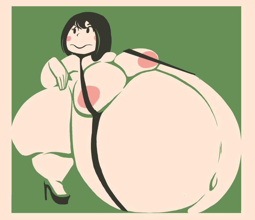 1girls beru_asui big_ass big_breasts disproportional fat high_heels huge_belly hyper_belly hyper_breasts hyper_pregnancy milf mommy_kink my_hero_academia nipples obese pregnant ssbbw straps the-fun-p0lice the_fun_police_(artist) wide_hips