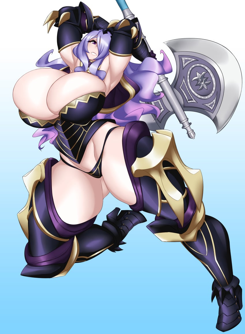 big_breasts bimbo black_panties breast_expansion breasts bursting_breasts camilla_(fire_emblem) fire_emblem fire_emblem_fates gigantic_breasts hips huge_breasts huge_hips huge_thighs kailyn large_breasts nintendo panties purple_hair revealing_clothes skimpy_armor skimpy_clothes tagme thick_thighs thighs thong unconvincing_armor underwear wide_hips