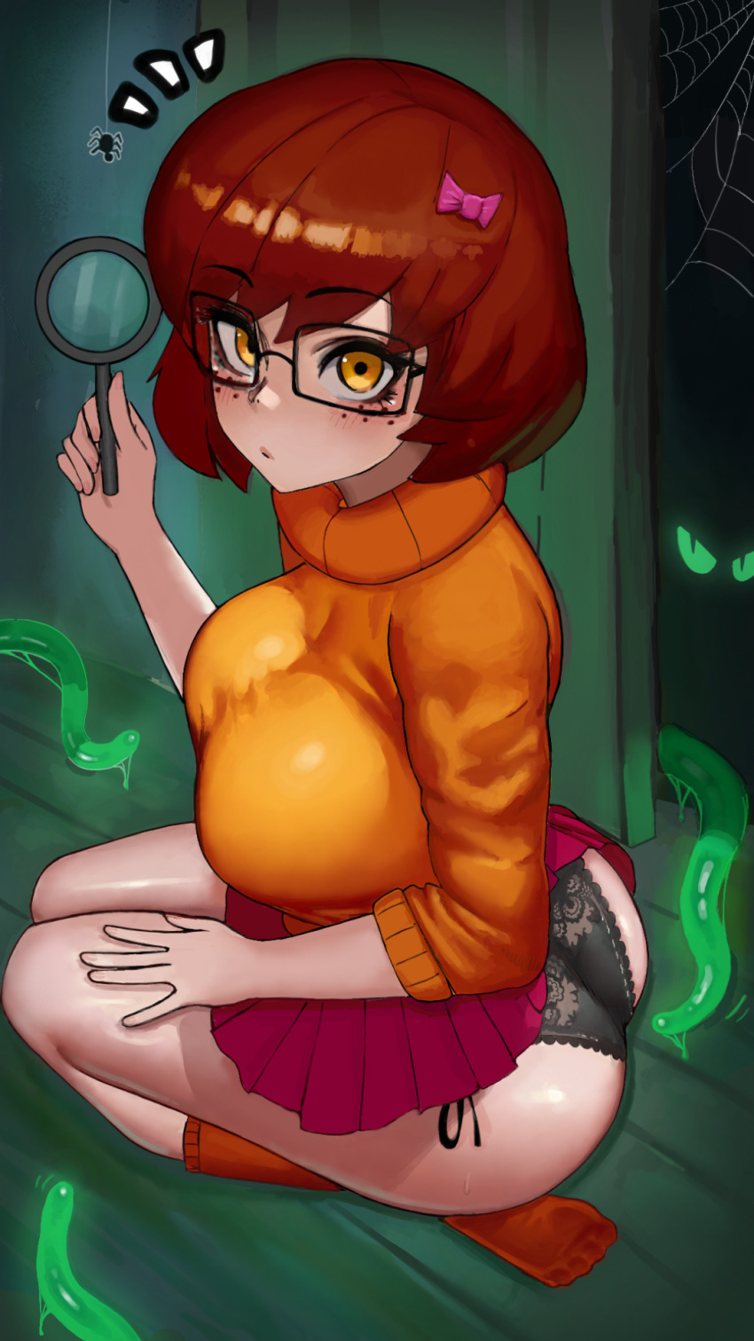 1girls ass big_ass big_breasts big_butt black_panties black_underwear breasts feet glasses hanna-barbera huge_breasts lace-trimmed_panties looking_at_viewer mrjacks_art panties scooby-doo short_hair socks solo tentacle testicles thick_ass thick_thighs underwear velma_dinkley wide_hips