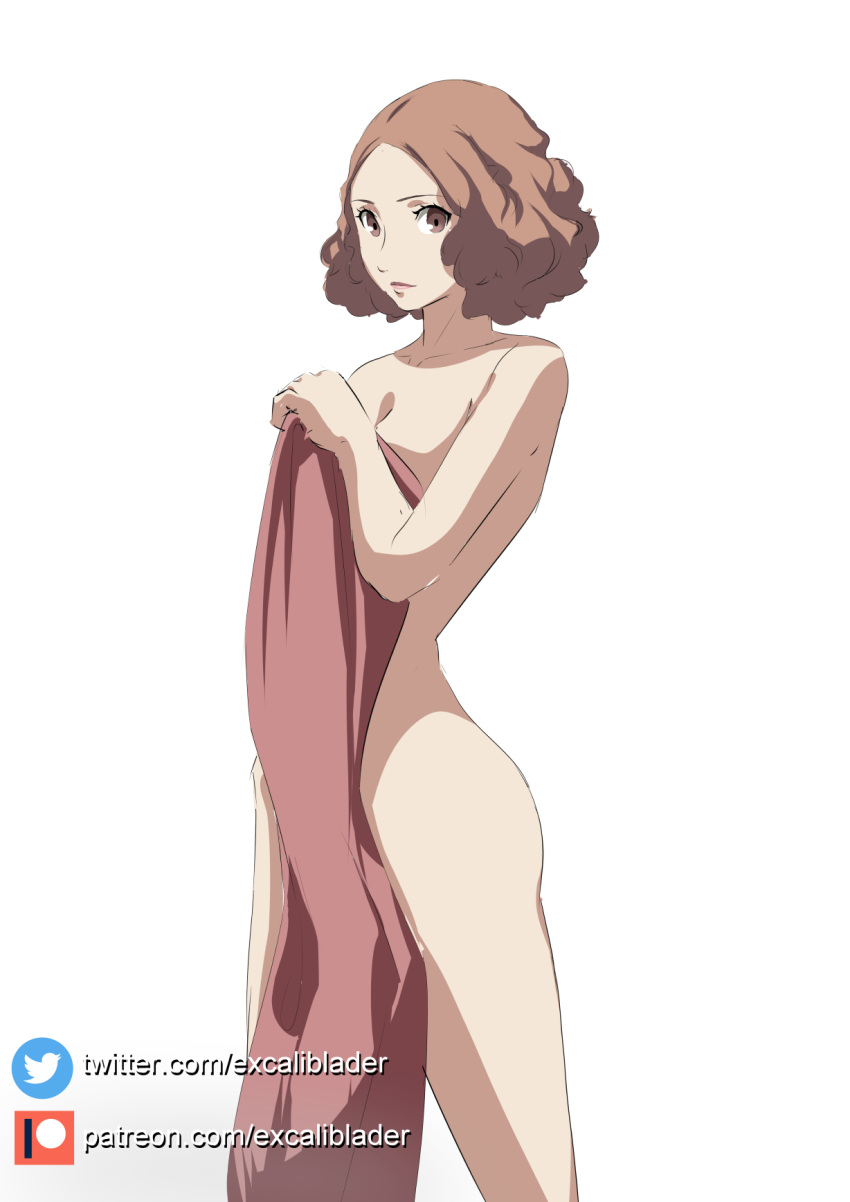 atlus breasts brown_eyes excaliblader female female_only haru_okumura naked nude persona persona_5 solo tagme towel towel_only