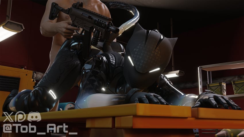 3d 3d_(artwork) alternate_version_available armor armored armored_female ass big_ass big_breasts breasts cat_suit cat_tail clothed clothed_female clothing completely_nude completely_nude_male continuation doggy_style doggystyle face_out_of_frame fortnite fully_clothed fully_clothed_female glowing_eyes gunpoint hand_on_ass held_at_gunpoint holding_ass huge_ass laying_on_table looking_at_viewer lynx_(fortnite) mask masked masked_female nude nude_male oil oiled oiled_skin oily oily_skin on_all_fours on_knee on_knees on_table robotic_tail shiny shiny_skin thick_thighs tob_art_ vaginal_penetration voluptuous voluptuous_female watermark