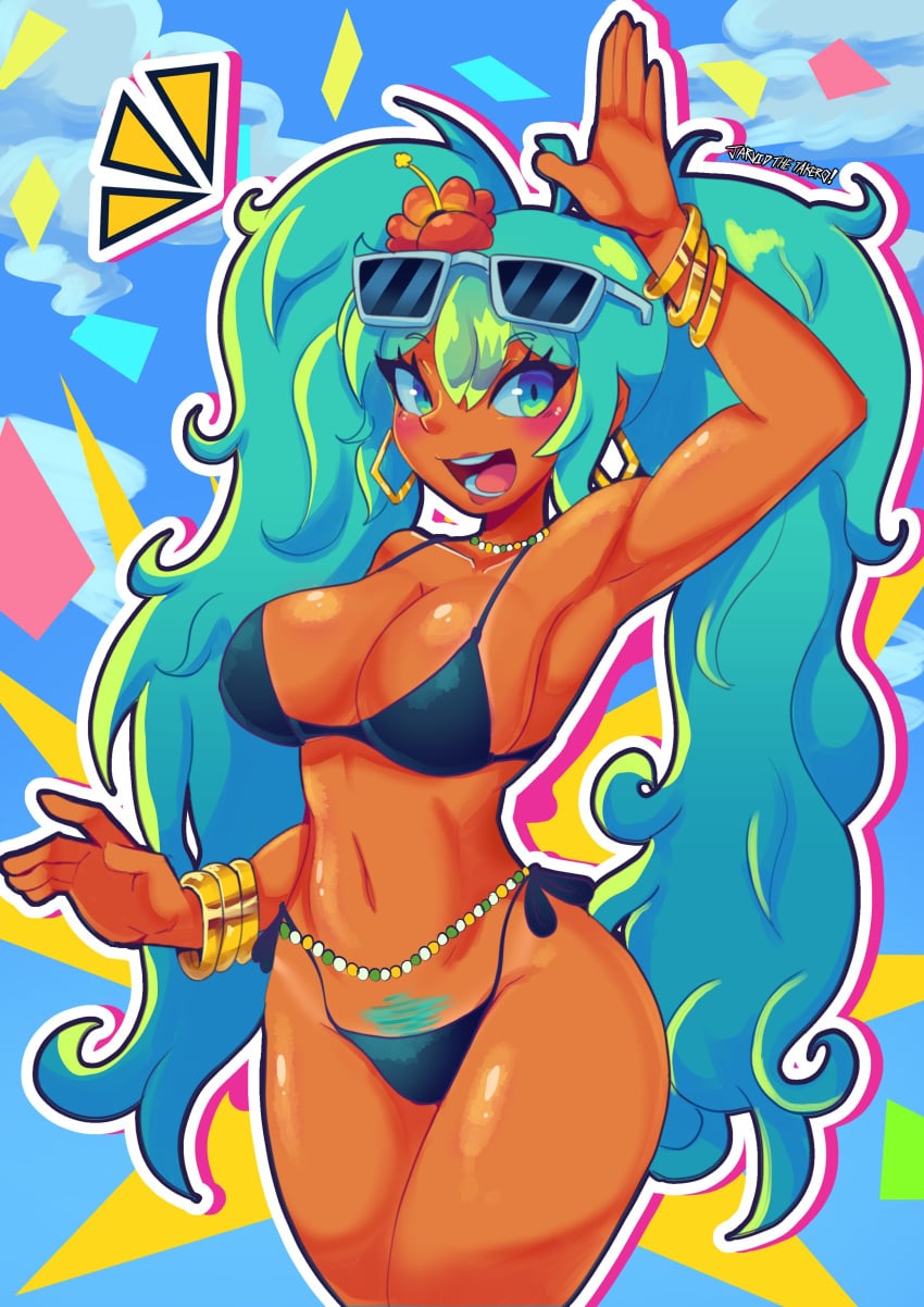 1girls alternate_version_available artist_name bikini brazilian brazilian_female brazilian_miku bush collar curvy curvy_figure earrings female female_focus female_only hair_ornament hatsune_miku latina long_hair slim_waist tagme tan_body tan_skin tanned tanned_female tanned_skin turquoise_eyes turquoise_hair very_long_hair vocaloid voluptuous voluptuous_female waving