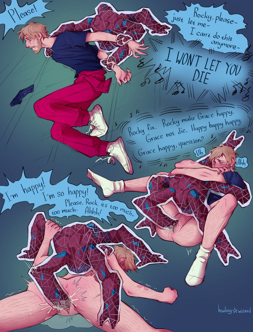 alien depression dripping dubious_consent english_text fisting forced_fisting forced_orgasm forceful frantic fully_clothed gun howling_wizard multiple_orgasms overstimulation project_hail_mary rocky_(project_hail_mary) ryland_grace socks suicide_attempt trans_man wet wet_pussy xenophilia