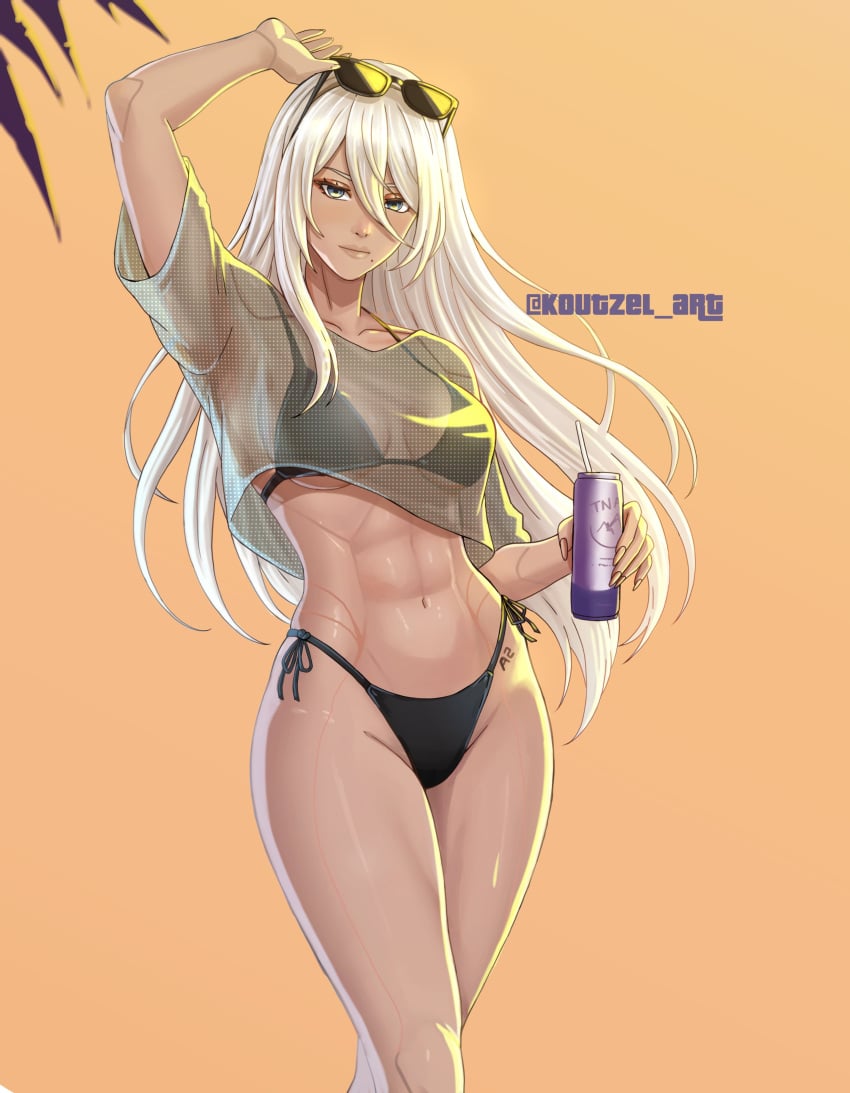1girls bikini breasts female female_only grand_theft_auto grand_theft_auto_vi gta_vi_cover_girl koutzel_art light-skinned_female light_skin long_hair looking_at_viewer nier nier:_automata solo sunglasses white_hair yorha_a2
