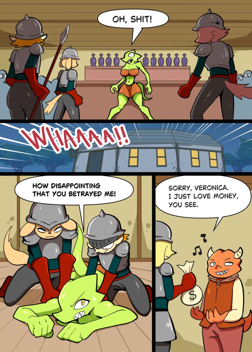 1girls bluebirdoasis breasts cleavage comic female kobold restrained scalie tagme veronica_(bluebirdoasis)