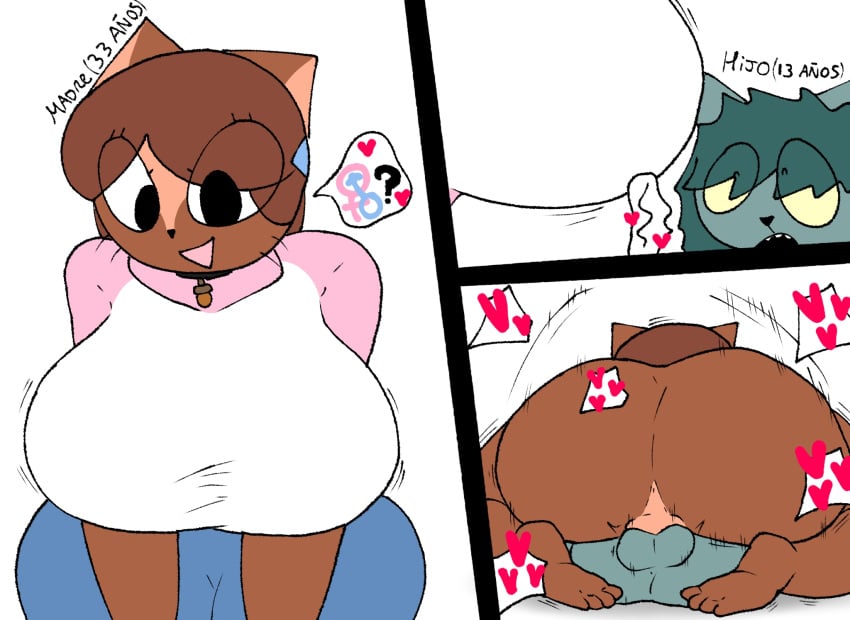 1boy 1girls age_difference big_breasts dominant_female edit enigi09_(edit) female_penetrated furry incest mother_and_son oc original_character simple_background size_difference spanish squirrel wyimstuck_(artist) younger_male