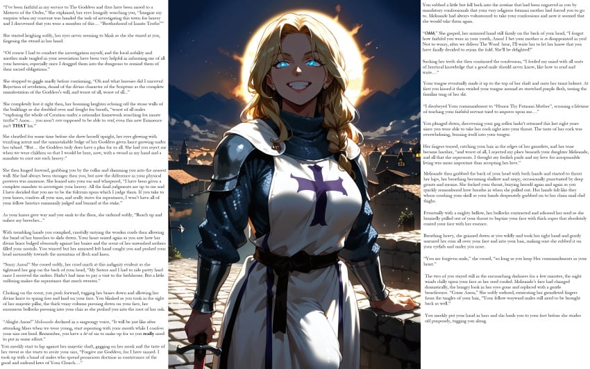 ai_generated blonde_hair blue_eyes bullshit caption fantasy futa_only futanari knight non-con pov rape