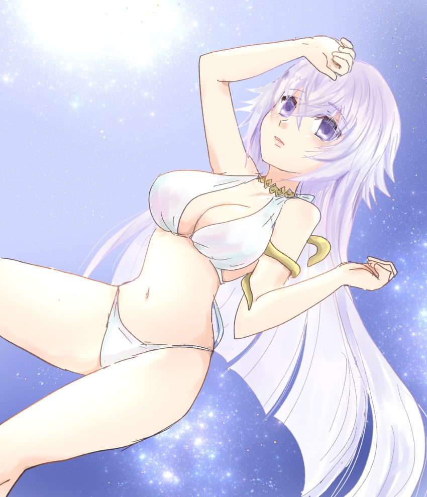 bad_id bad_twitter_id dead_source female grimms_notes large_breasts magic_mirror_(grimms_notes) not_porn purple_eyes purple_hair sfw solo swimsuit umeeeea