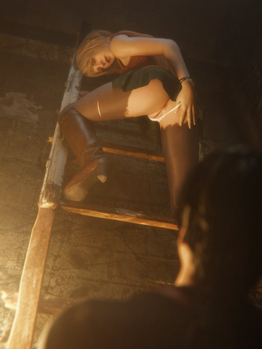 3d ashley_graham female flashing leon_scott_kennedy male resident_evil resident_evil_4_remake upskirt witcherres